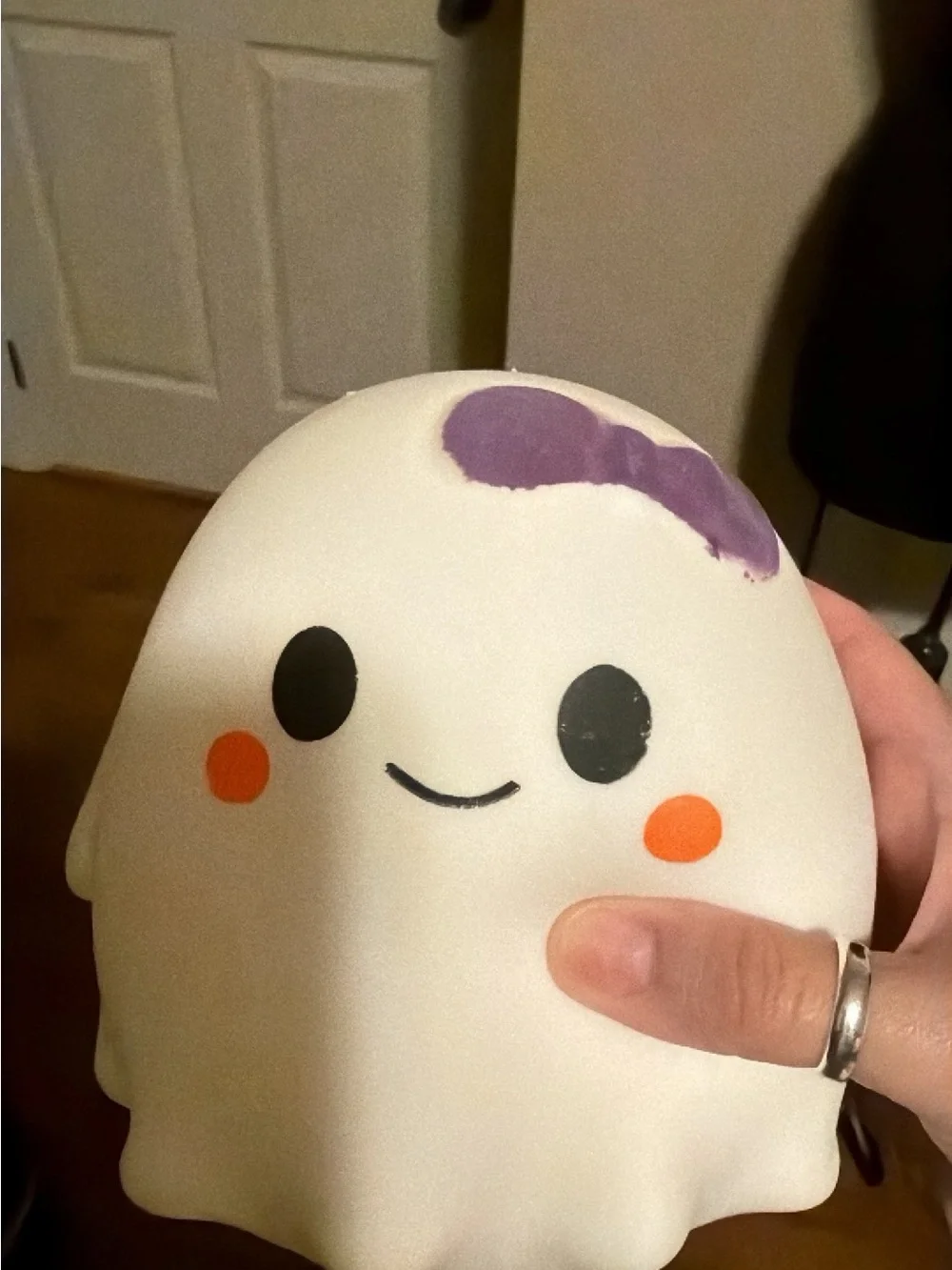 Cute Ghost Squishy - White with Purple Accent